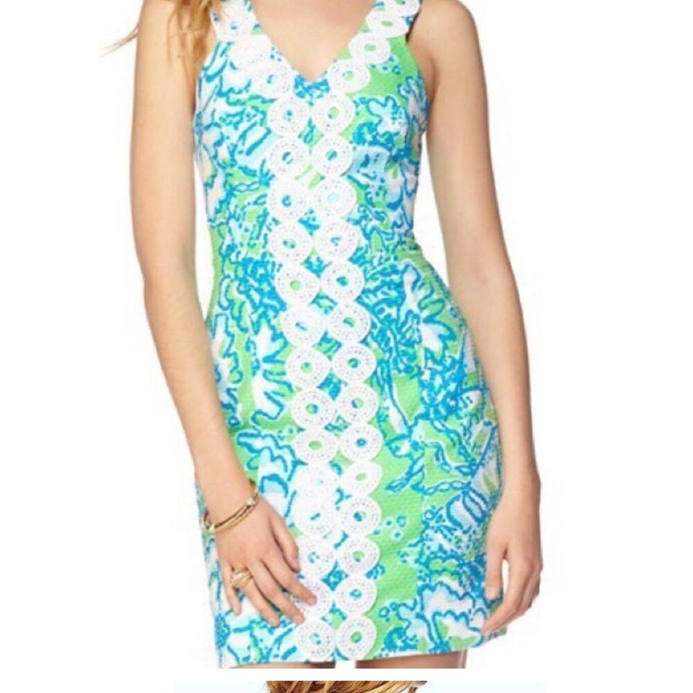 Lilly Pulitzer Blue and Green Midi Dress